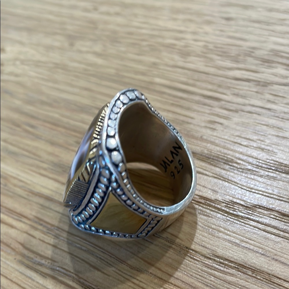 Dalmatian Jasper Print Statement Ring With Silver… - image 3